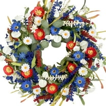 17.7 in / 45 cm Patriotic Red White Blue Wreath for Front Door, 4th of July and Memorial Day Decorations, Elegant Silk Flower Garland, Great for Doors, Walls, and Mirrors