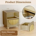 thumbnail image 3 of 23" Fluted Nightstands with Solid Wood Legs Set of 2, Modern Style Natural Bedside Table with Round Moon Handle & Storage, Mid Century Cute Night Stand for Bedroom, Side Table, End Table for Dorm, 3 of 8