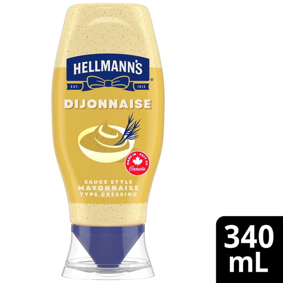 Hellmann’s Sauce mayonnaise de style Dijonnaise à la véritable moutarde de Dijon, Bouteille Compressible, 340 ml