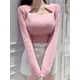 thumbnail image 1 of Autumn Winter Korean Style Clothes Soft Pullovers Sweater Women Long Sleeve Sexy Slim Knitted Crop Tops Female Sueters De Mujer, 1 of 4