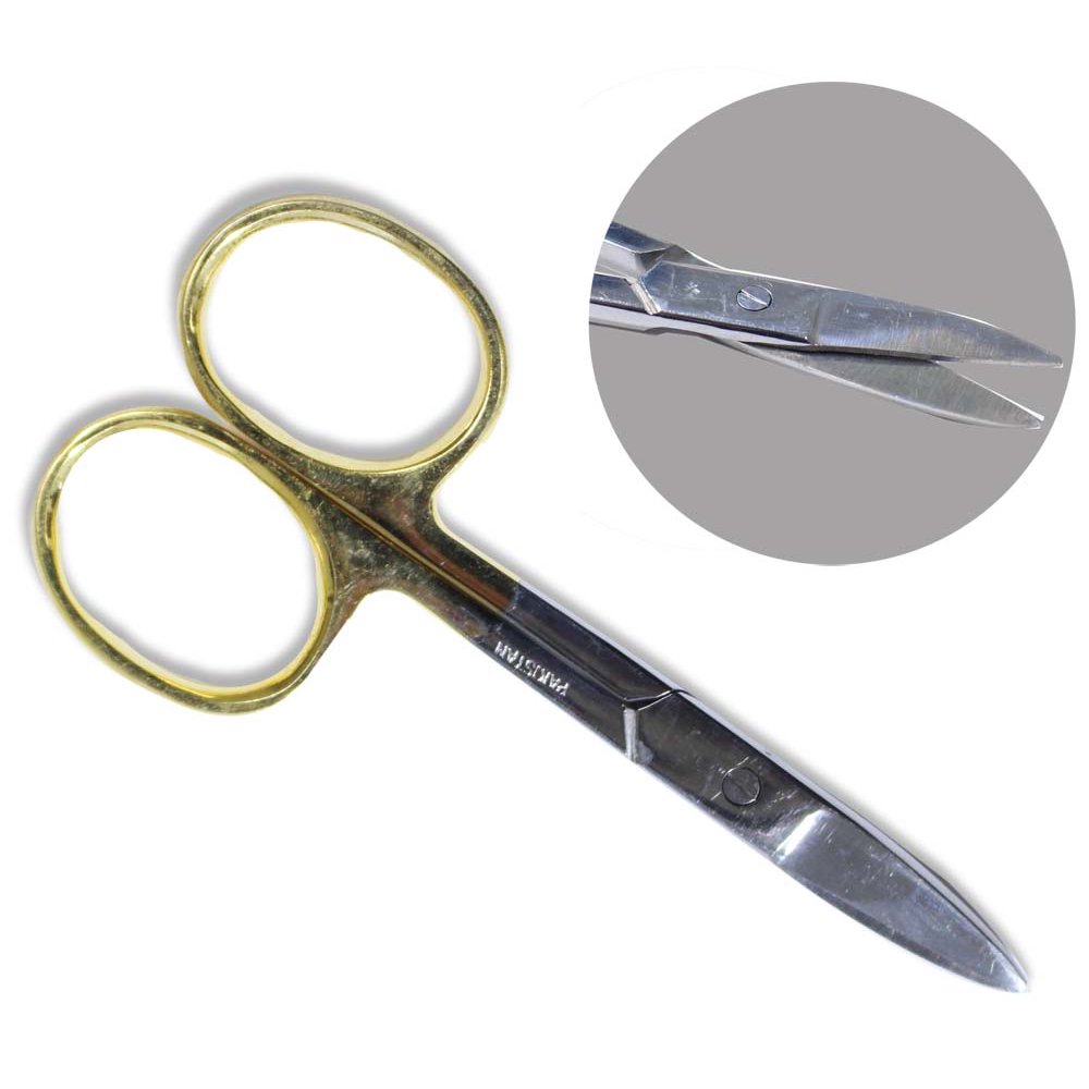 3 ½" Gold Handled Straight Fingernail Scissors ( Pack of 2 Scissors