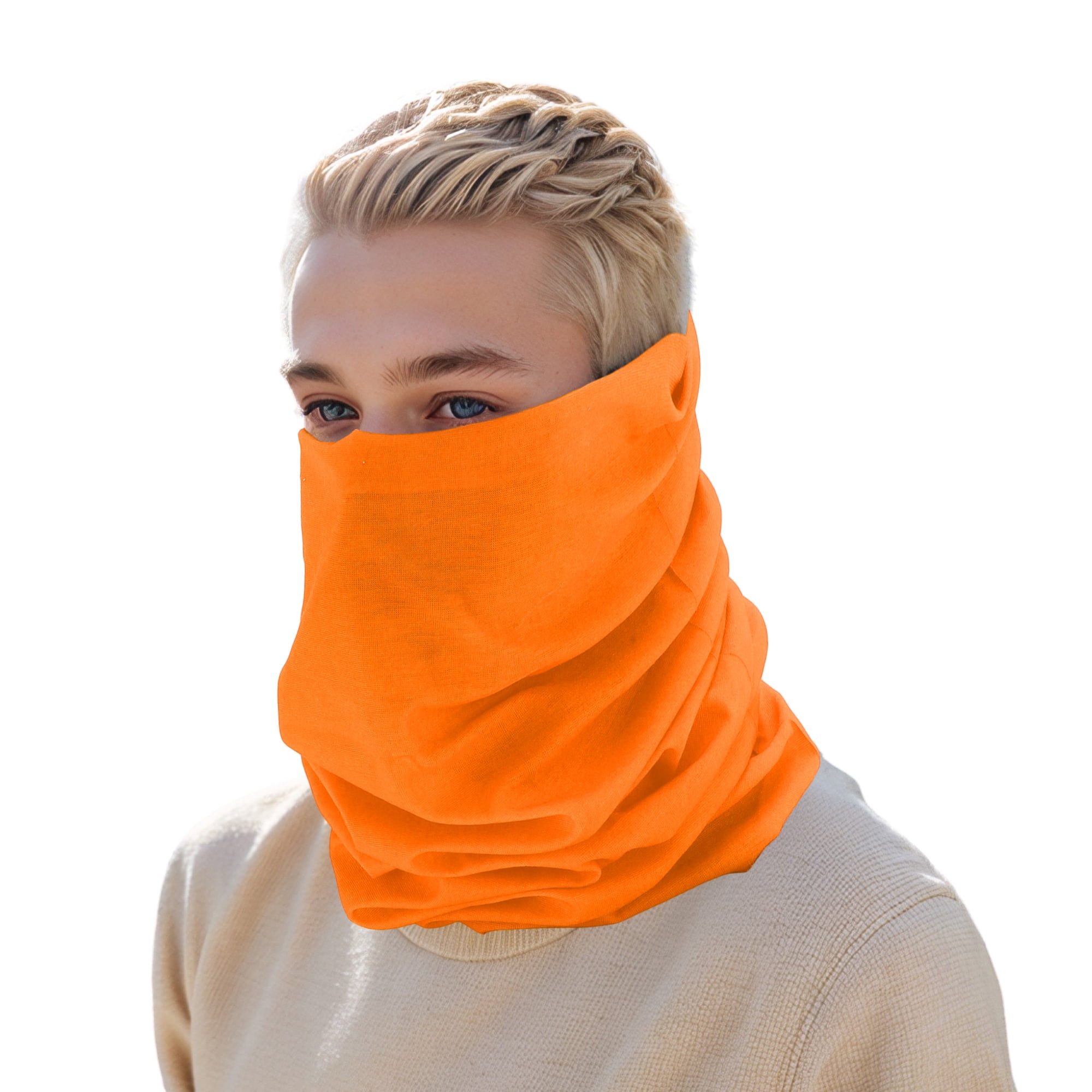 Unique Bargains Multi-function Face Scarf Mask 1 Pc Fluorescent Orange