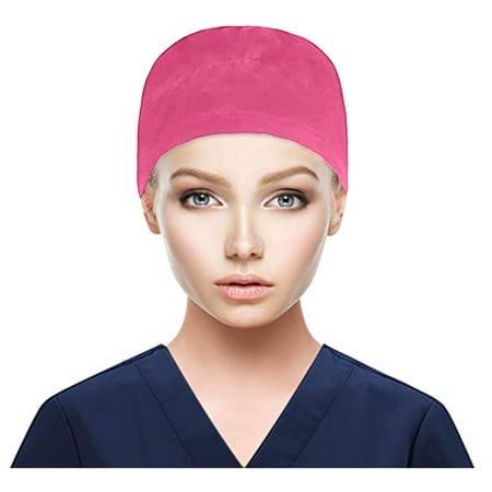 Hair Accessories for Women Soft Scrub‑Bouffant‑Work‑With‑Buttons‑Sweat‑Band Breathable Running Hats Pink