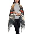 thumbnail image 3 of Cauagu Urban Bear With Headphones Print Women Wrap Shawl tassels Scarves Retro Scarf 77.6"X28.3", 3 of 8