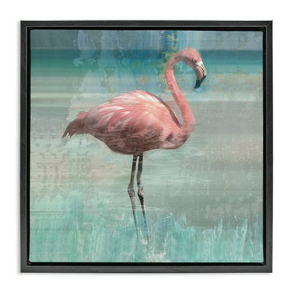 Stupell Industries Layered Flamingo Bird Portrait Animals & Insects Painting Black Floater Framed Canvas Art Print Wall Art, 18 x 18