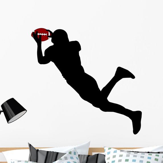American Football Silhouette Wall Decal by Wallmonkeys Peel and Stick Graphic (36 in W x 35 in H) WM196803