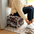 thumbnail image 4 of Jiueut Cow Print Ottoman Cover, Soft Foot Rest Slipcover Waterproof Square Slipcover for Footstool with Elastic Buttom for Living Room, 4 of 6