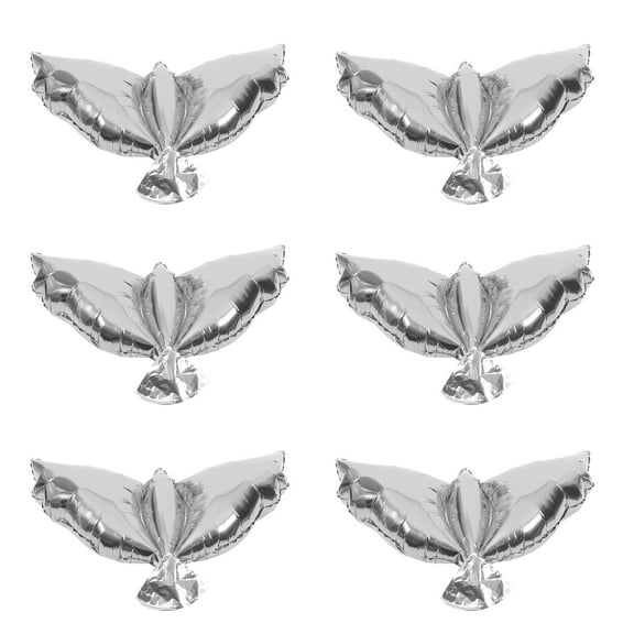 RENACLIPY Silver Pigeon Shaped Aluminum Foil Balloons, 6 Pieces Party Decorations, Durable and Lightweight