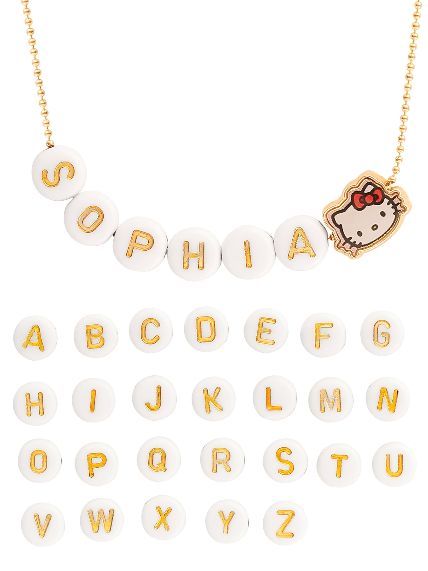 Sanrio Hello Kitty Girl's/Tween Personalized Necklace, 16" with 55 Letter Beads
