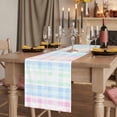 thumbnail image 2 of Blue Pink Plaid Short Table Runner 36 Inches Long,Pastel Green White Buffalo Patchwork Cotton Linen Table Runners Dresser Scarves,Tabletop Scarf Furniture Cover for Home Dinner Party Decor 13"x36", 2 of 8