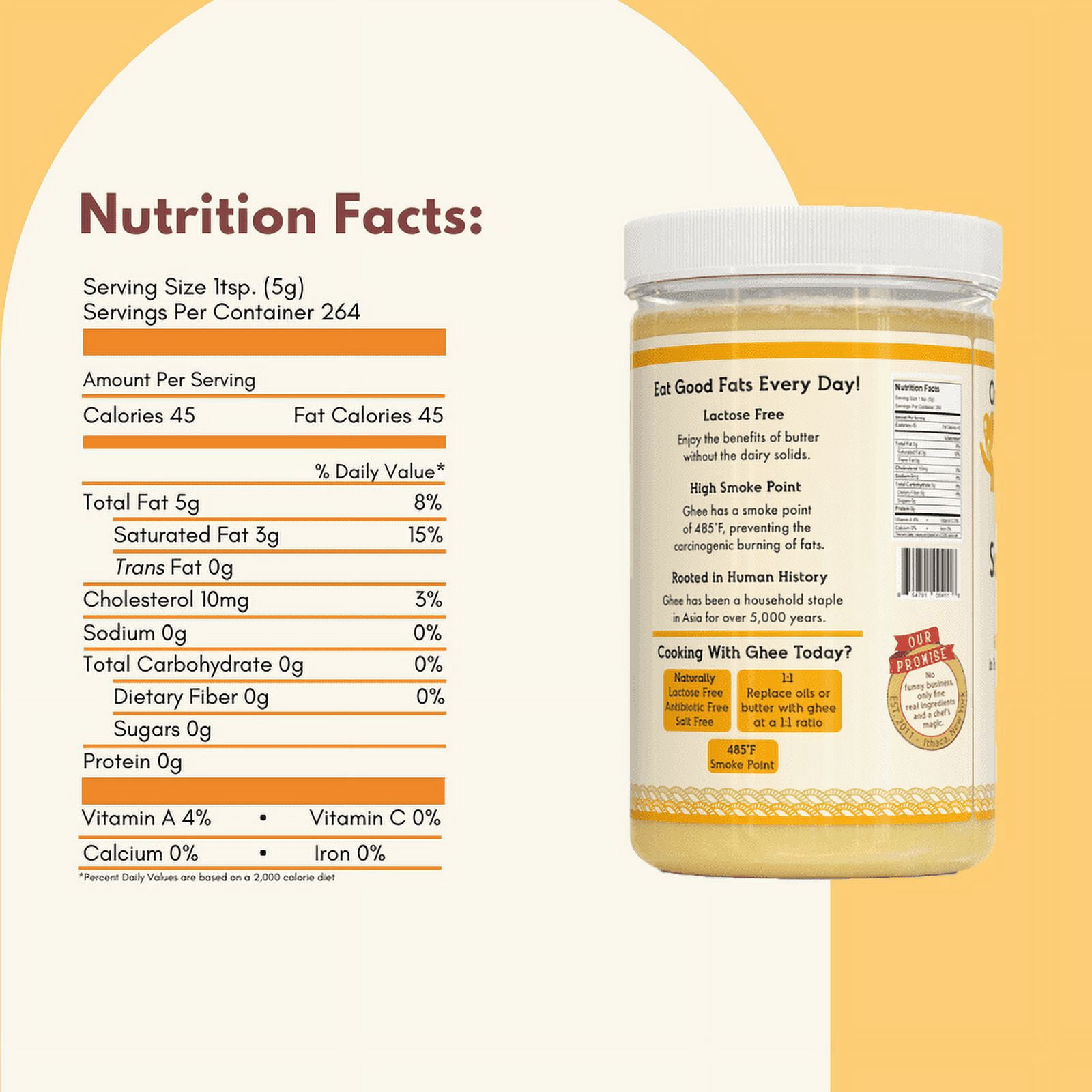 Classic Ghee Butter, Grass-Fed by Indian Milk & Honey, 44 oz x 2 (Twin Pack) with 264 Servings Each| Handmade & Locally Sourced Ghee Clarified Butter | Lactose, Gluten & Casein Free | 44 Oz Twin