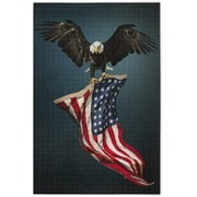 Wellsay Jigsaw Puzzles for Adults 1000 Pieces American Flag Bald Eagle Puzzle Buffalo Games