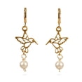 thumbnail image 4 of Vangania collar y aretes colibrí dorado con perla elegante para mujer regalo, 4 of 4