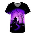 thumbnail image 4 of Womens Halloween Nurses Medical Scrub Tops V Neck Short Sleeve Printed Shirts Comfy Nurse Uniform with Pockets, 4 of 4