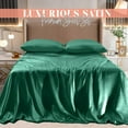 thumbnail image 2 of Elegant Comfort Luxurious 4-Piece Silky Satin Sheet Set, Skin and Hair Friendly, Wrinkle, Fade, Stain Resistant with Deep Pockets Fitted Sheet, Cooling Soft Satin Sheet Set, King, Hunter Green, 2 of 5