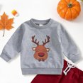 thumbnail image 5 of Ulanda Baby Boy Christmas Outfits 2Pcs Set Infant Toddler Clothes Long Sleeve Reindeer Sweatshirt Shirts Red Pants Outfit (Grey, 12M), 5 of 7