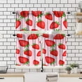 thumbnail image 4 of Strawberry Valance Curtain,Summer Delicious Big Strawberries Kitchen Valances Print Window Treatment Short Curtain for Cafe Living Room Dining Room 54''''x18''''+27''''x36''''x2（3 Piece）, 4 of 5