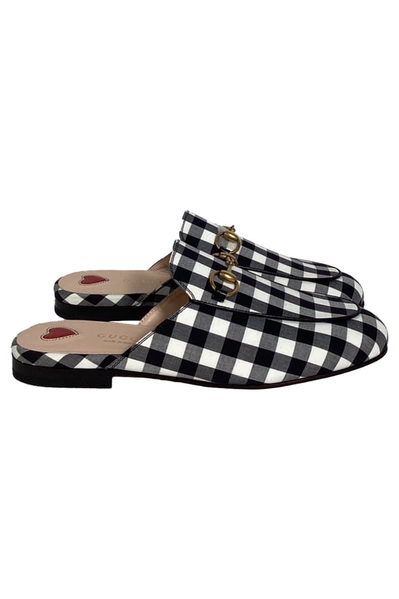 Princetown Horsebit Check Mules in Multicolor Cotton