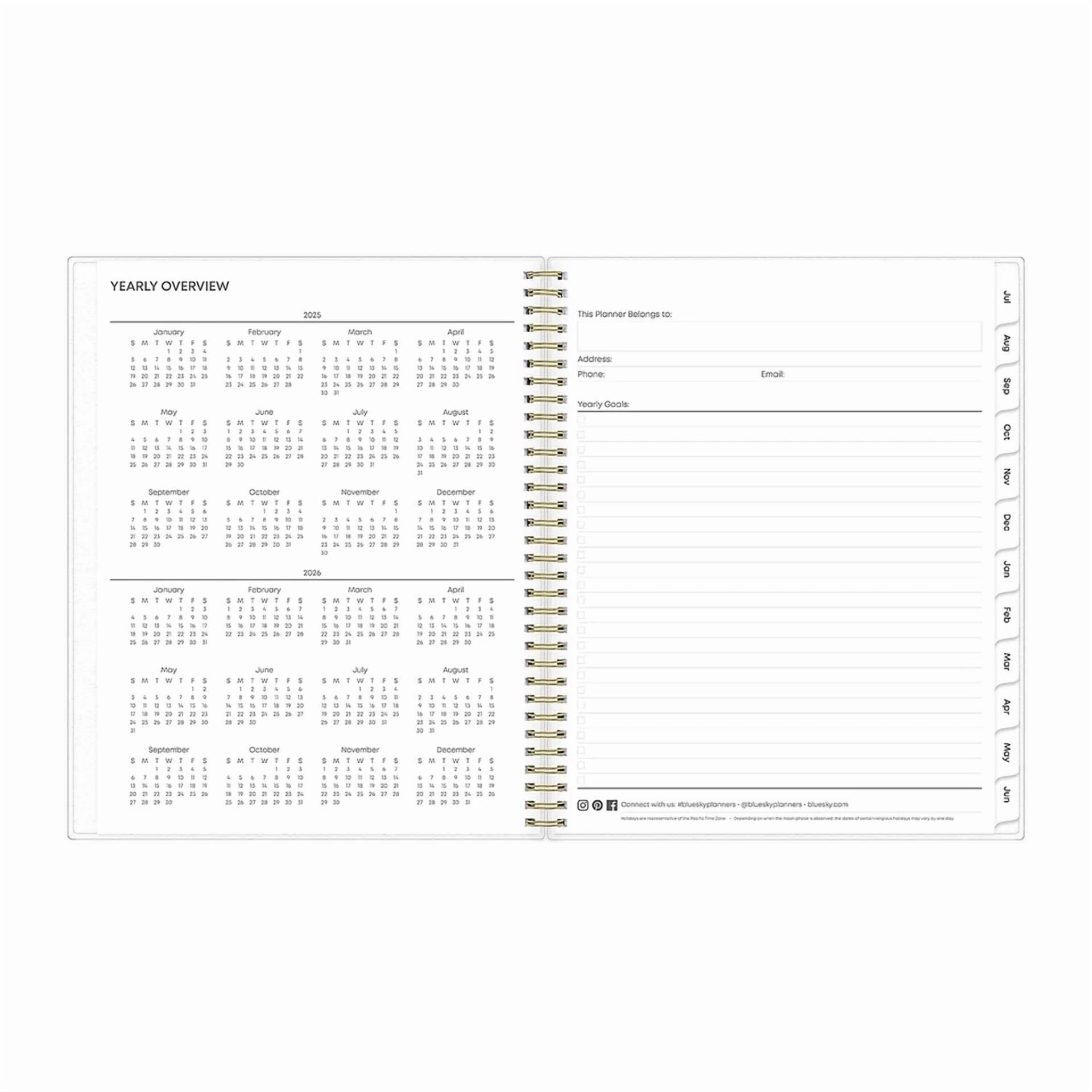 2025-2026 Blue Sky Gemma 8.5" X 11" Academic Year Weekly & Monthly Planner