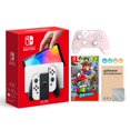 thumbnail image 1 of Nintendo Switch OLED Model White Joy Con 64GB Console Improved HD Screen & LAN-Port Dock with Super Mario Odyssey And Mytrix Wireless Switch Pro Controller and Accessories, 1 of 5