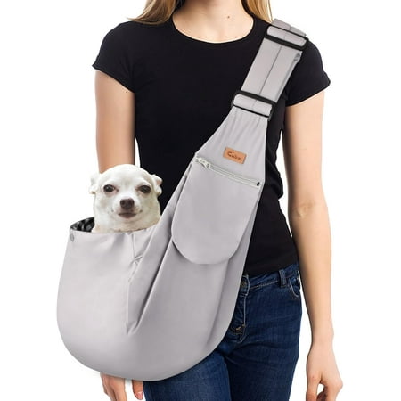 Hgudesign Dog and Sling Carrier  Hands Free Rrsible Pet Papoose Bag  Soft Pouch Adjustable  Suitable for Puppy s for Outdoor Travel (Pink  M-Adjustable Strap)