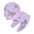 thumbnail image 4 of URMAGIC Infant Baby Girls Fall Winter Clothes Butterfly Print Sweatshirt Tops Shirt+Pocket Pants Trousers 2Pcs Outfits Set 18-24 Months, 4 of 6