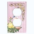 thumbnail image 2 of Metal Light Switch Plate Outlet Cover Elegant Pink Floral Striped Damask FLW070, 2 of 13