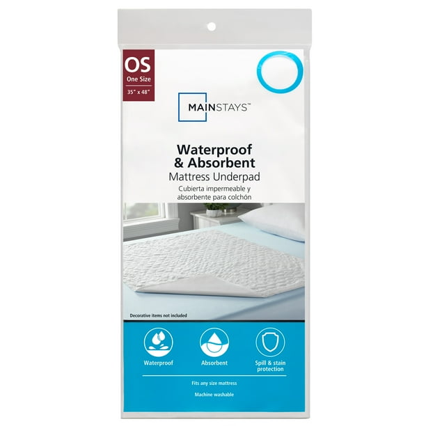 Mainstays Waterproof and Absorbent Mattress Underpad, One Size