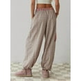 thumbnail image 6 of Plus Size Women Pajama Set Long Sleeve Plaid Button Down Shirts with Elastic Waist Lounge Pants Sleepwear, 6 of 7