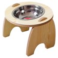thumbnail image 1 of Cuenco de comida para animales con soporte, cachorro que alimenta el acero inoxidable y agua determinados de madera antideslizantes de 2 piezas, 1 of 5