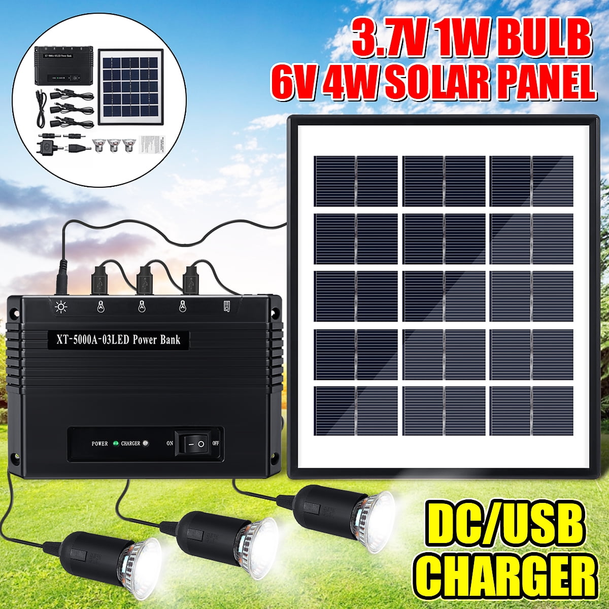 Solar Generator Lighting System Kit, 4W Solar Panel ...