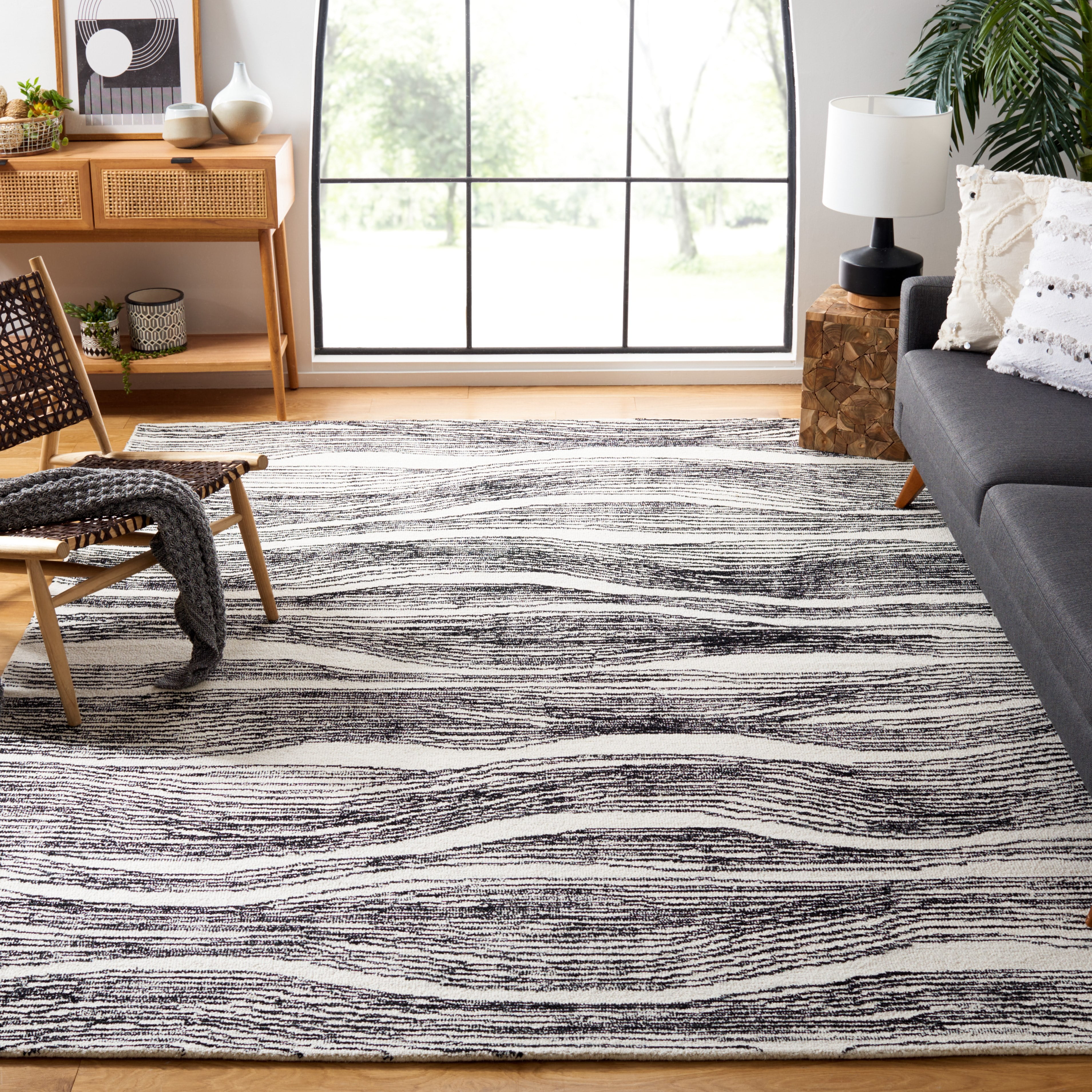 SAFAVIEH Metro Bridget Abstract Area Rug, Ivory/Black, 9' x 12'