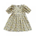 thumbnail image 1 of Baby Dress, Casual Ruffles Short Sleeve Toddler Floral Print Sundress Princess Dress , Yellow, 1 of 8