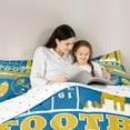 thumbnail image 6 of Feelyou Modern Rugby Helmet Bedding Comforter Set for Kids, Stripes Blue Gold Twin Comforter Sets, Eat Sleep Sports Reversible Bedding Set, Luxury Bedroom Decor, 2-Piece, 6 of 9