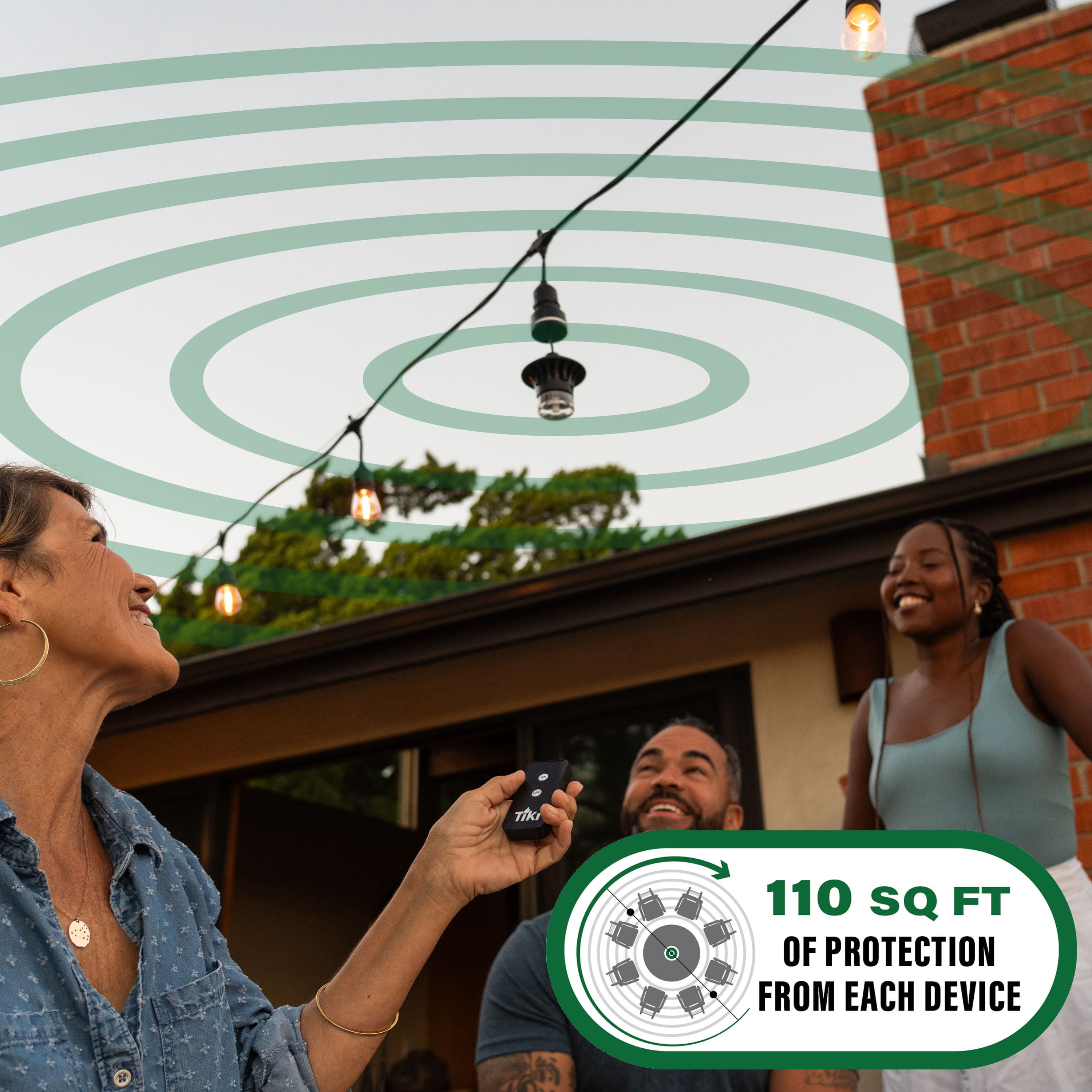 TIKI BiteFighter Plug & Repel Mosquito Repellent for Outdoor String Lights with 12-Hour Repellent Pod Included, Odor-Free, Easy Install, 110 sq. ft. Coverage