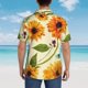thumbnail image 4 of Fotbe Sunflowers And Butterflies Camisa Hawaiana para Hombre Unisex – Camisa Casual de Verano con Botones de Manga Corta de Algodón y Lino,Large, 4 of 7