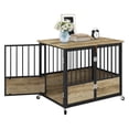 thumbnail image 2 of Uforic 38-Inch Wooden Dog Crate Furniture with Wheels and Double-Doors,Dog Kennel,Dog Cage for Indoor - Greige, 2 of 8