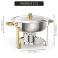 thumbnail image 3 of Ensemble de Buffets à Réchaud de 5 Qt, 2/4/6 Paquets / Réchauds Ronds en Acier Inoxydable Certifiés NSF avec Porte-Couvercle, Cuillère et Pince pour Traiteur et Événements, 3 of 7