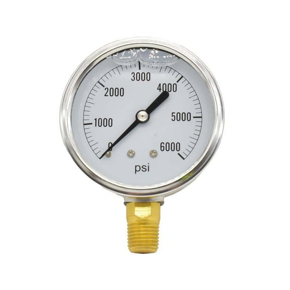 Interstate Pneumatics PW7168 Pressure Washer Pressure Gauge 6000 PSI 1/4" MNPT Bottom Mount