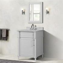 24 in. Single Vanity with Carrara Marble Top, White