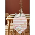 thumbnail image 4 of Table Runner Dresser Scarves Merry Christmas Cute Santa Claus Cotton Linen Burlap Table Cover Snowflake on Pink White Stripe Table Runners for Family Kitchen Dining Holiday Party Banquet Decor, 4 of 5