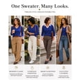 thumbnail image 6 of QUALFORT Sweaters for Women, Lightweight V Neck Long Sleeve Pullover Sweater, Soft Knit Women's Sweater Top, Royal Blue XL, 6 of 7