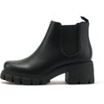 thumbnail image 2 of Soda Pioneer Black Lug Sole Mid Heel Gore Chelsea Fashion Ankle Elastic Booties (Black, 6.5), 2 of 4