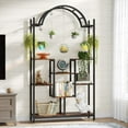 thumbnail image 4 of Tribesigns 5-Tier Tall Indoor Plant Stand, 74.8 inches Arched Metal Plant Shelf with Hanging Hooks, 4 of 7