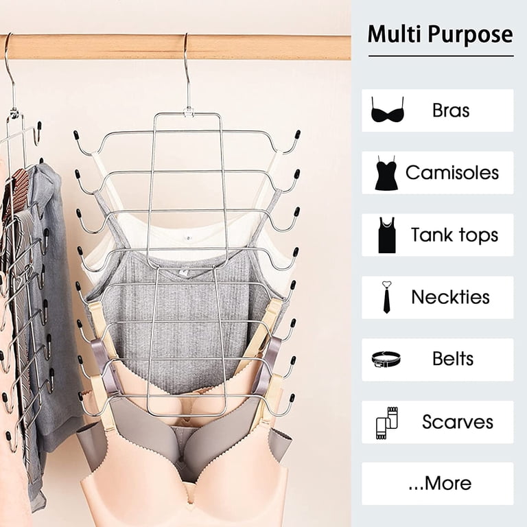2-Pack Tank Top & Leggings Hangers – Metal Closet Organizer With 20 Clips For Yoga Pants, Shorts, Hats
