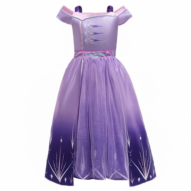 Disfraz de Elsa de Frozen 2 para niñas, vestido de princesa de Disney, traje de fiesta de cumpleaños para niños, disfraz de Elsa púrpura Fivean unisex