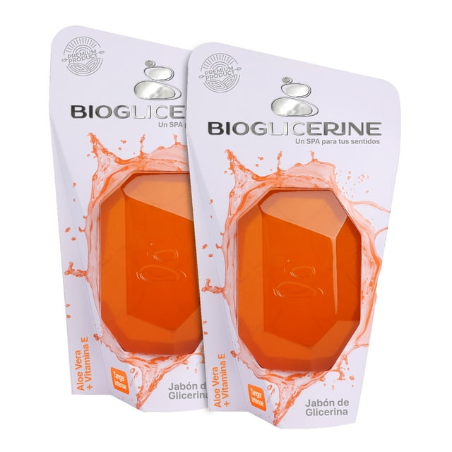 Set DE jabones Bioglicerine 2 Pack Jabón DE Glicerina Con Vitamina E Aroma Mandarina 235 gr C/U