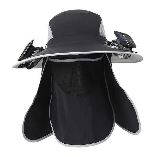 Sombrero de ventilador jinwen para hombre y mujer con protección solar negro