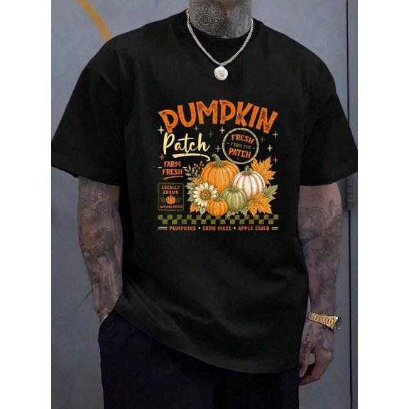 Pumpkin Fall Vibes Farmers Retro Pumpkin Patch Autumn T-Shirt - Tee, Breathable Spring & Summer