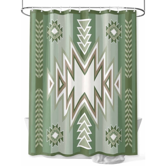 Fsddascl Sage Green Boho Shower Curtain Set - Extra Long 72" x 96" Washable Bathtub Curtain with 12 Hooks, American Native Southwest Abstract Art Waterproof Fabric Stall Shower Curtains for Bathroom